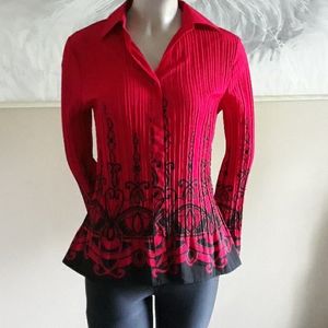 Bay Studio Long bell Sleeves Pleated Red/Black Shirt size PS